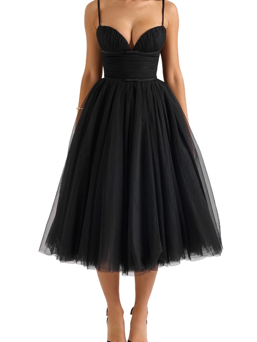 House of CB Tulle Black Midi Gown